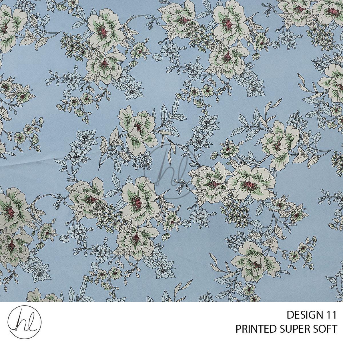 Printed Super Soft 51 Blue Design 11 150cm Per M