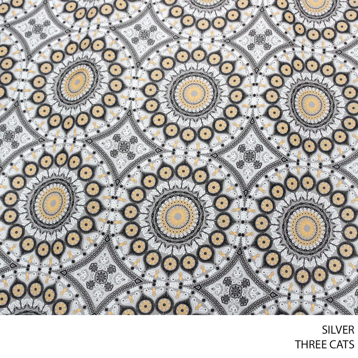 THREE CATS FANCY FABRIC 90CM SILVER ROLL ROLL 004