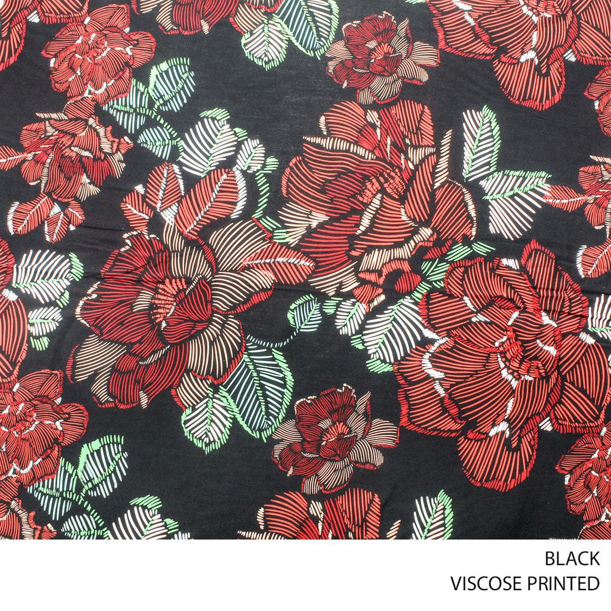 VISCOSE PRINTED FABRIC 140CM BLACK ROLL ROLL 003