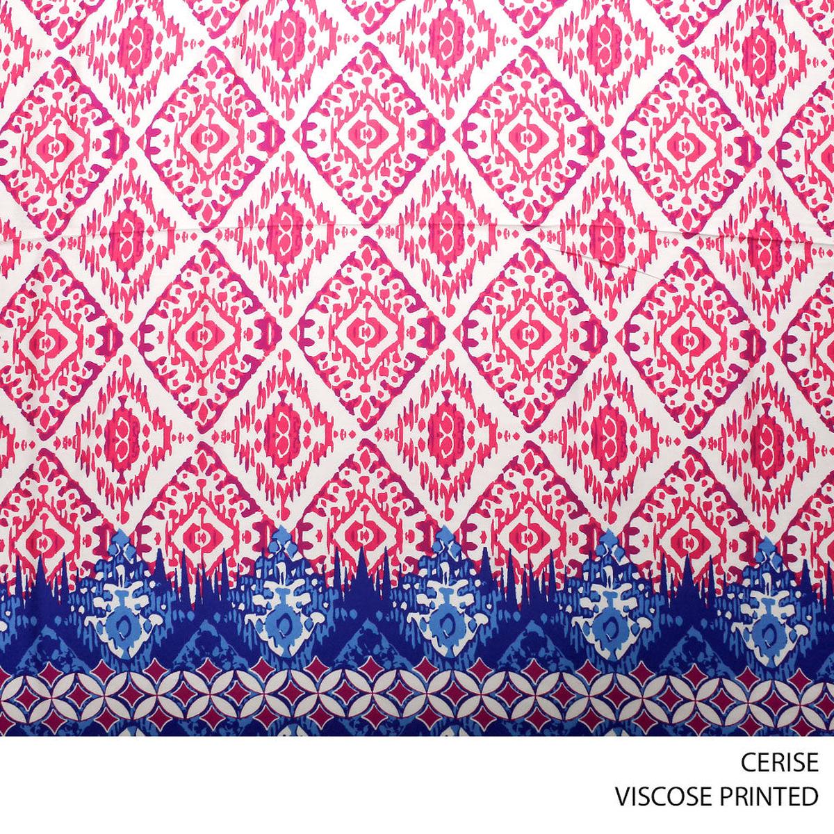 VISCOSE PRINTED FABRIC 140CM CERISE ROLL ROLL 002