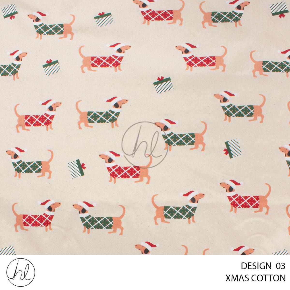 XMAS COTTON DOGS 781 NATURAL 112CM PER M