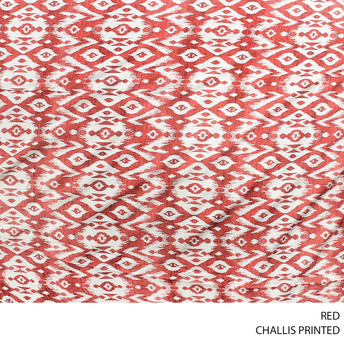 CHALLIS PRINTED FABRIC 140CM RED ROLL ROLL 002