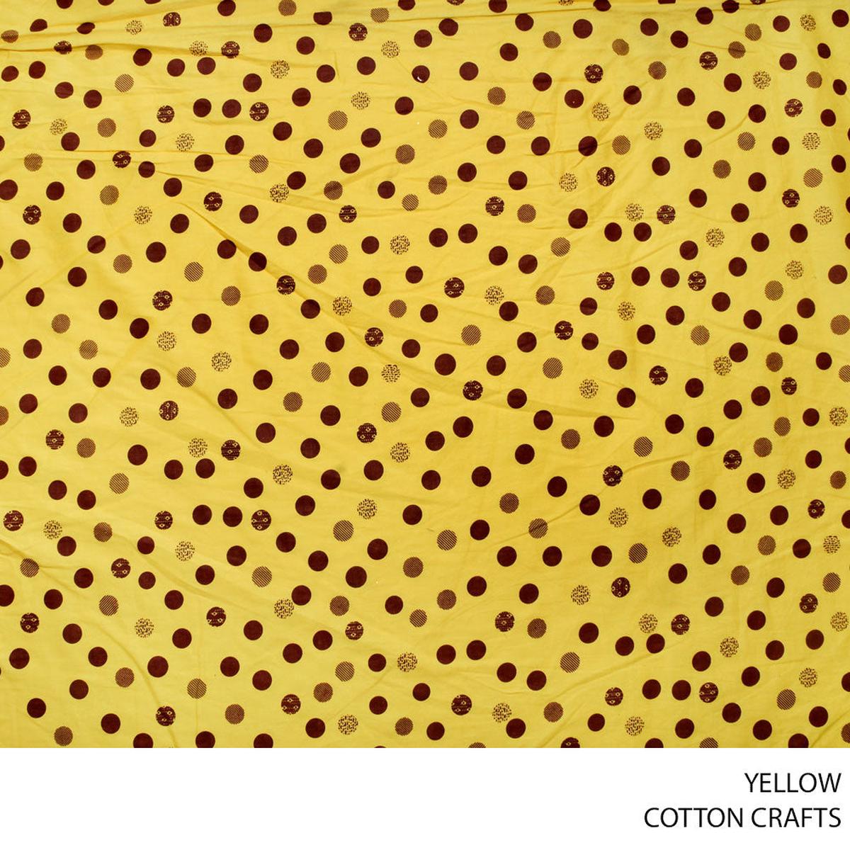 COTTON CRAFT POLKA DOT PRINTED FABRIC YELLOW ROLL ROLL 001