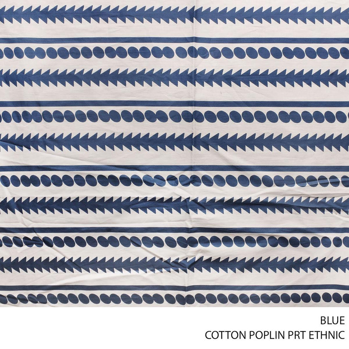 COTTON POPLIN PRT ETHNIC FABRIC BLUE ROLL ROLL 001