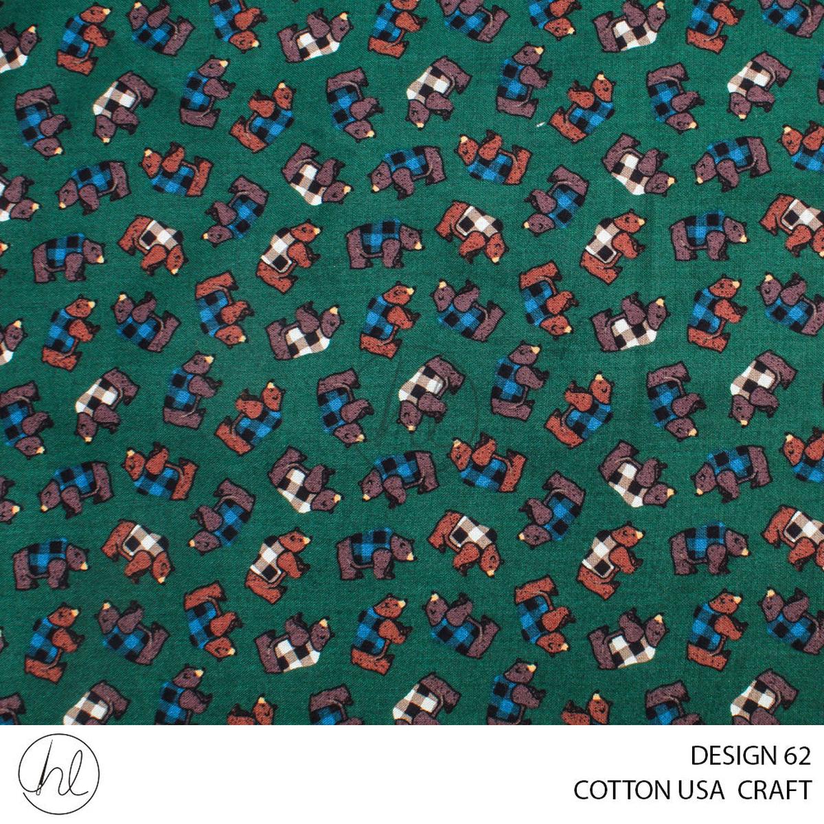 COTTON USA CRAFTS PER M GREEN DESIGN 62 112CM WIDE