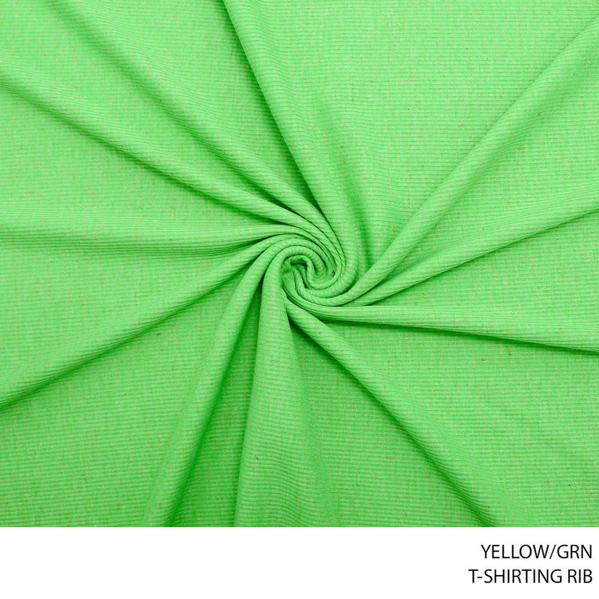 T-SHIRTING RIB FABRIC YELLOW/GRN ROLL ROLL 001