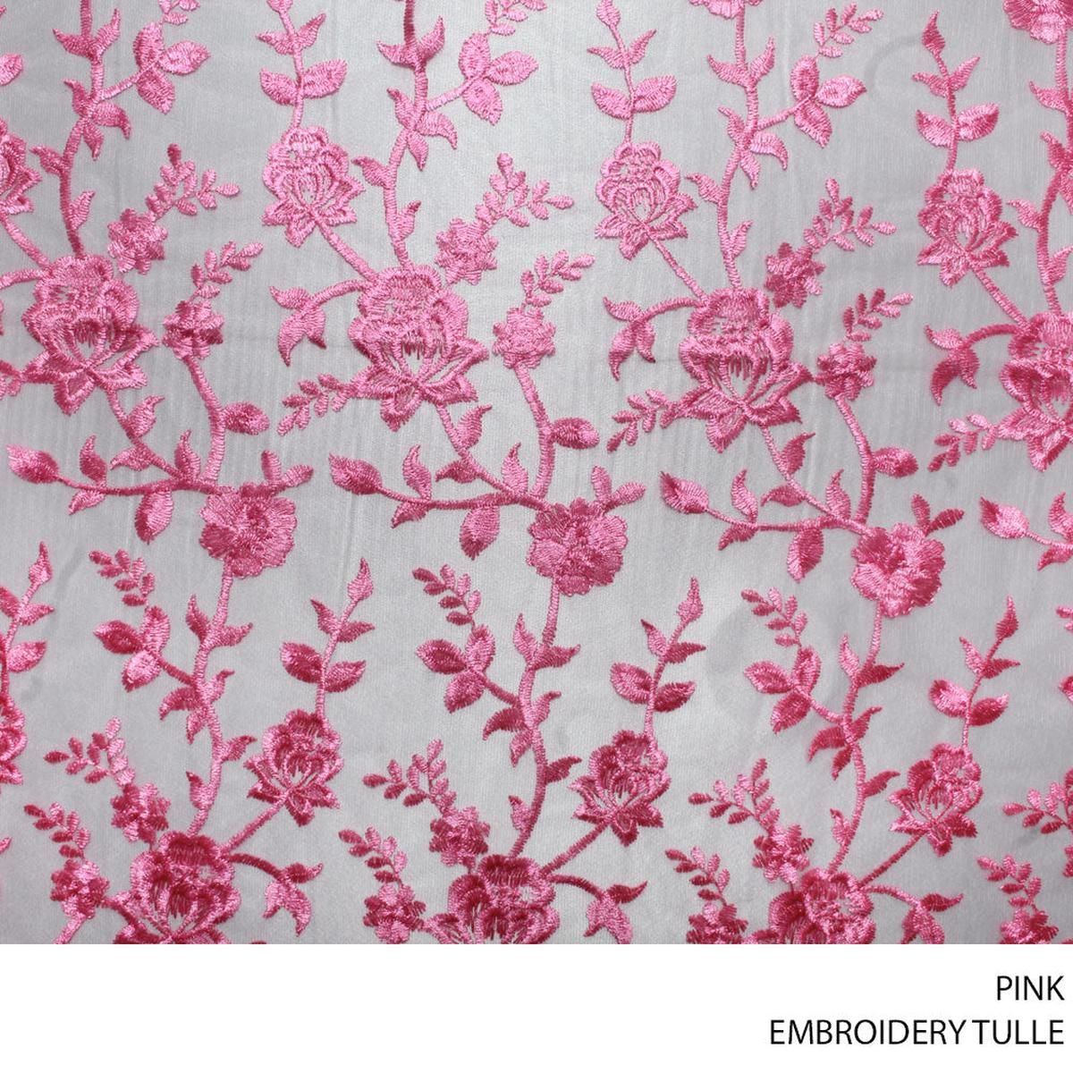 TULLE EMBROIDERY FABRIC 140CM PINK