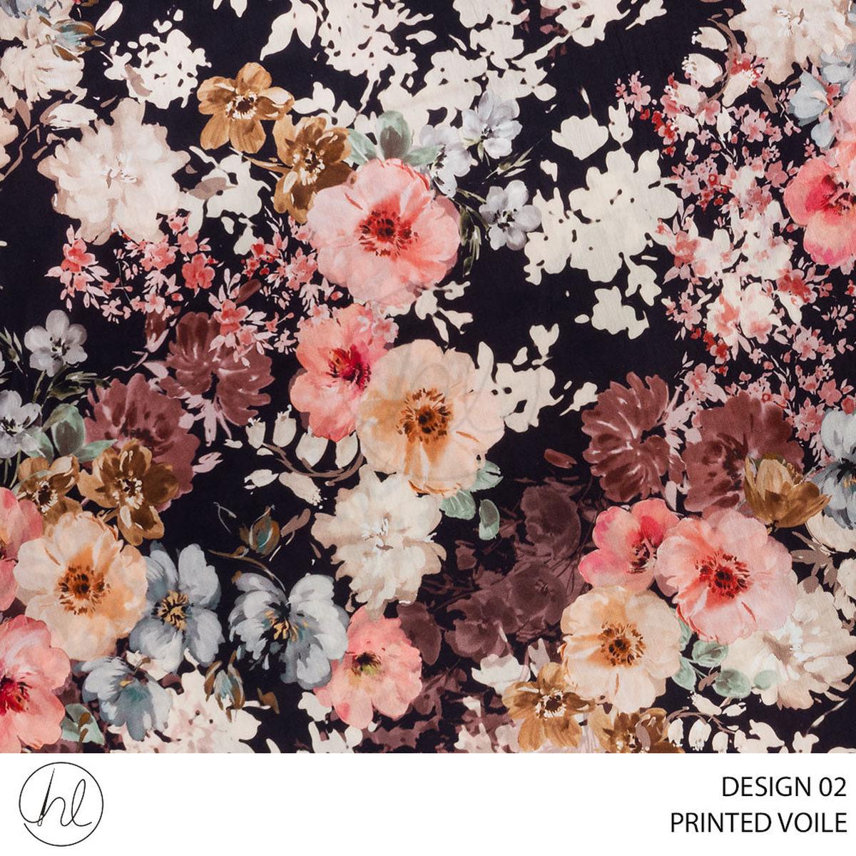 VOILE PRINTED FABRIC BLACK ROLL ROLL 001