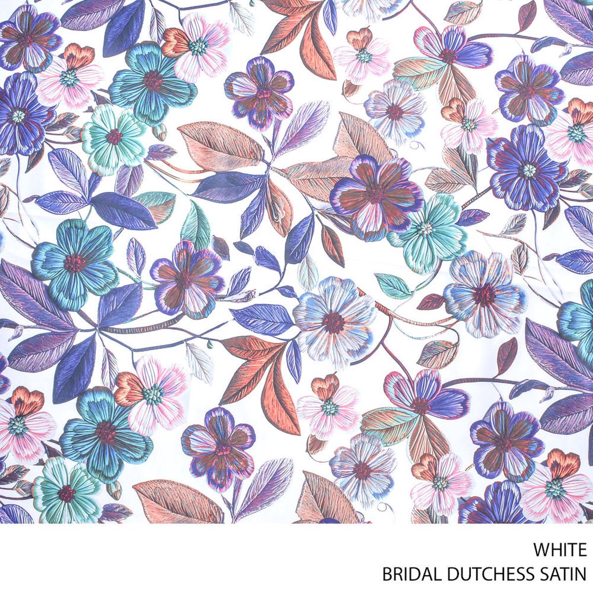 BRIDAL DUTCHESS SATIN PTD FABRIC WHITE