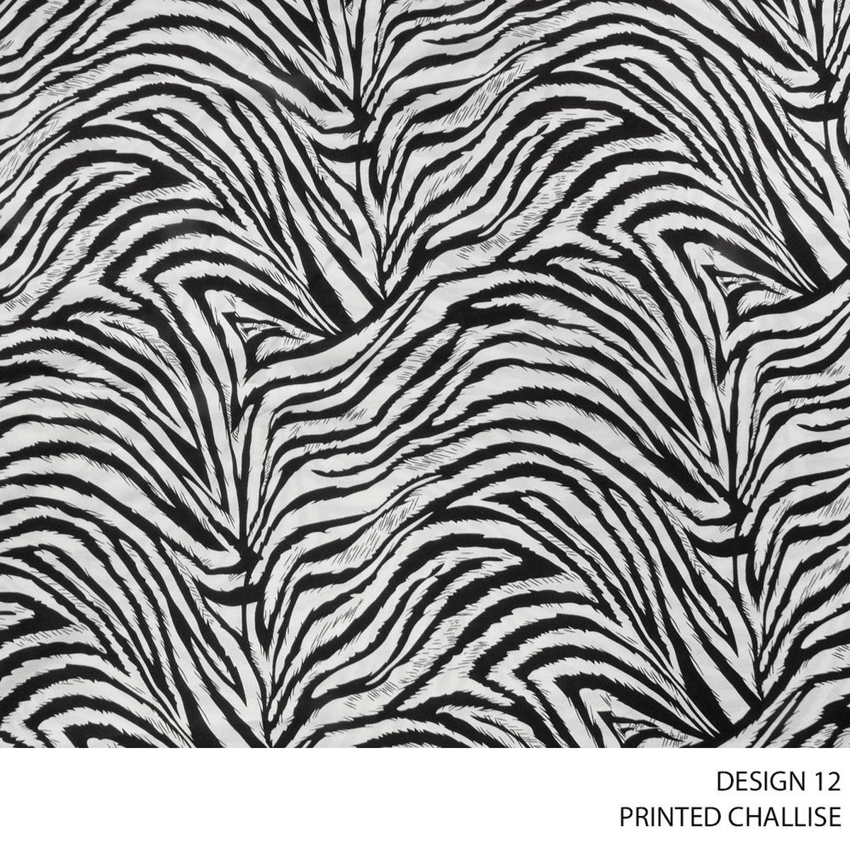 CHALISE PRINTED FABRIC 140CM BLK/WHT ROLL ROLL 001