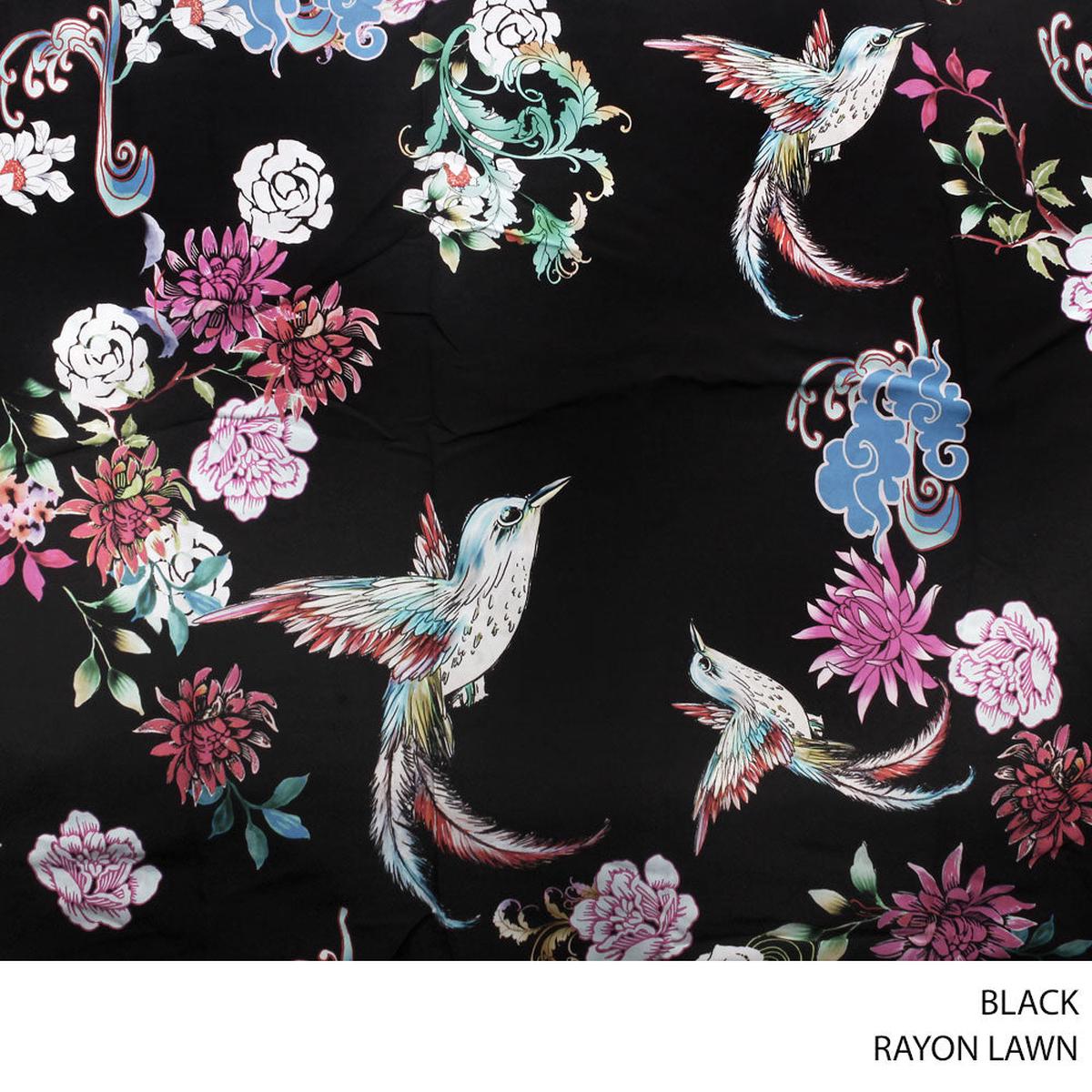 RAYON LAWN FABRIC BLACK ROLL ROLL 001
