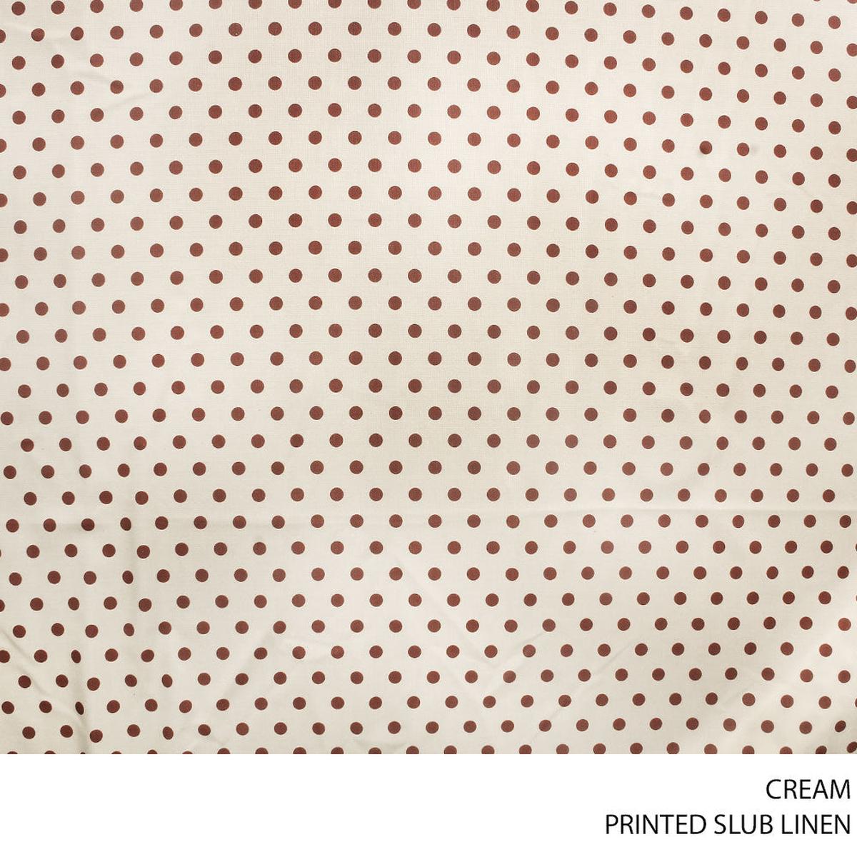 SLUB LINEN PRINTED FABRIC 150CM CREAM ROLL ROLL 001
