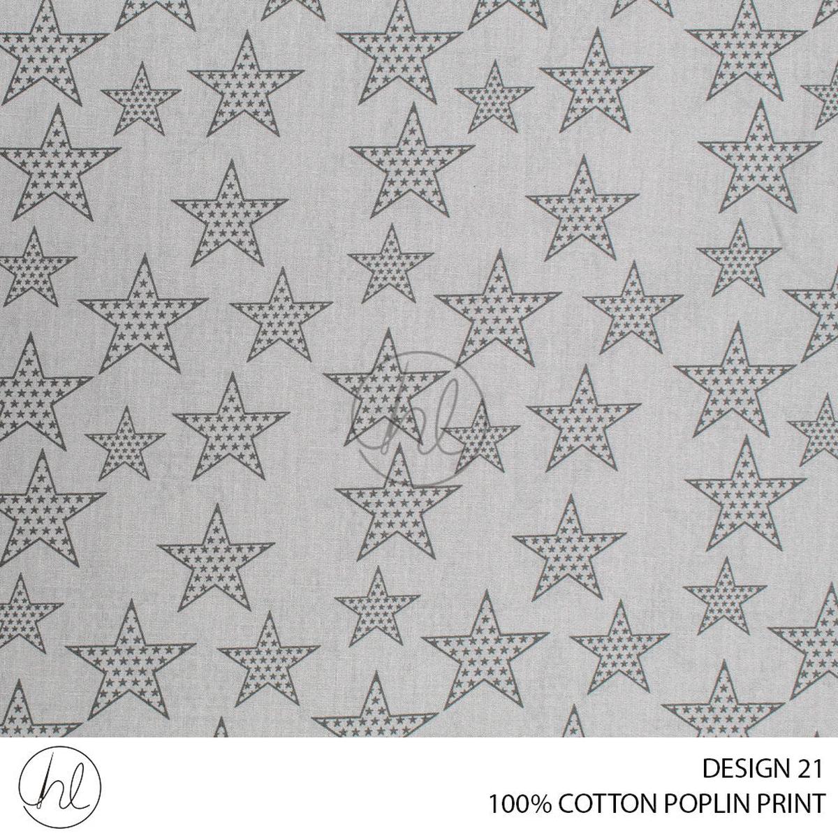 100% PRINTED COTTON POPLIN PER M DESIGN 21 SILVER 150CM WIDE