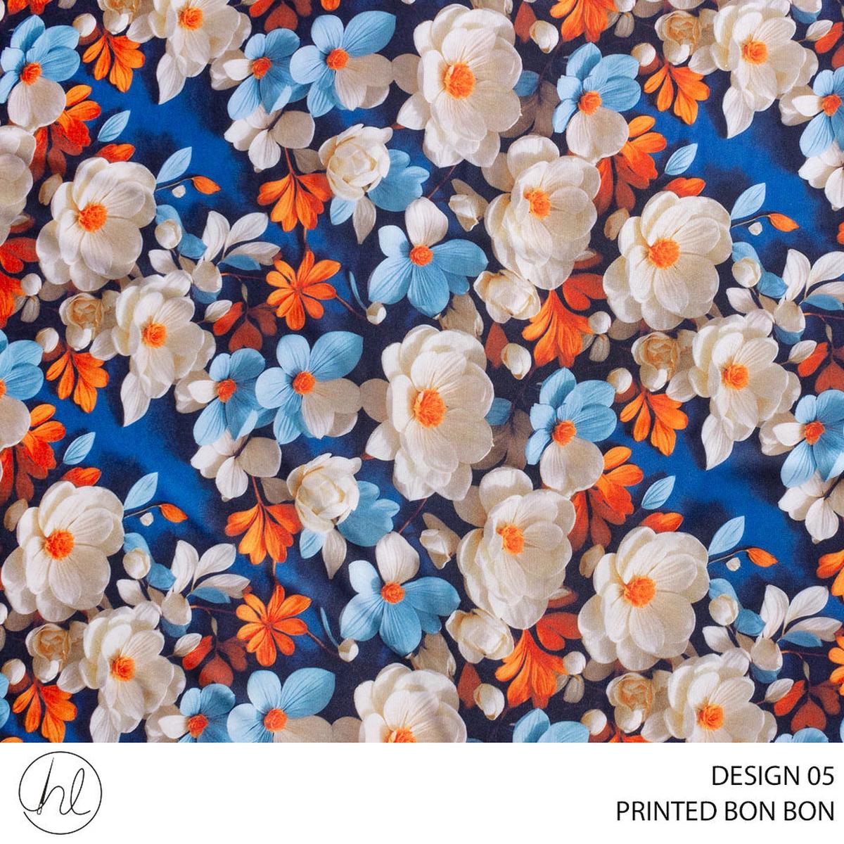 BON BON PRINTED FABRIC 150CM 100641 NAVY ROLL ROLL 001