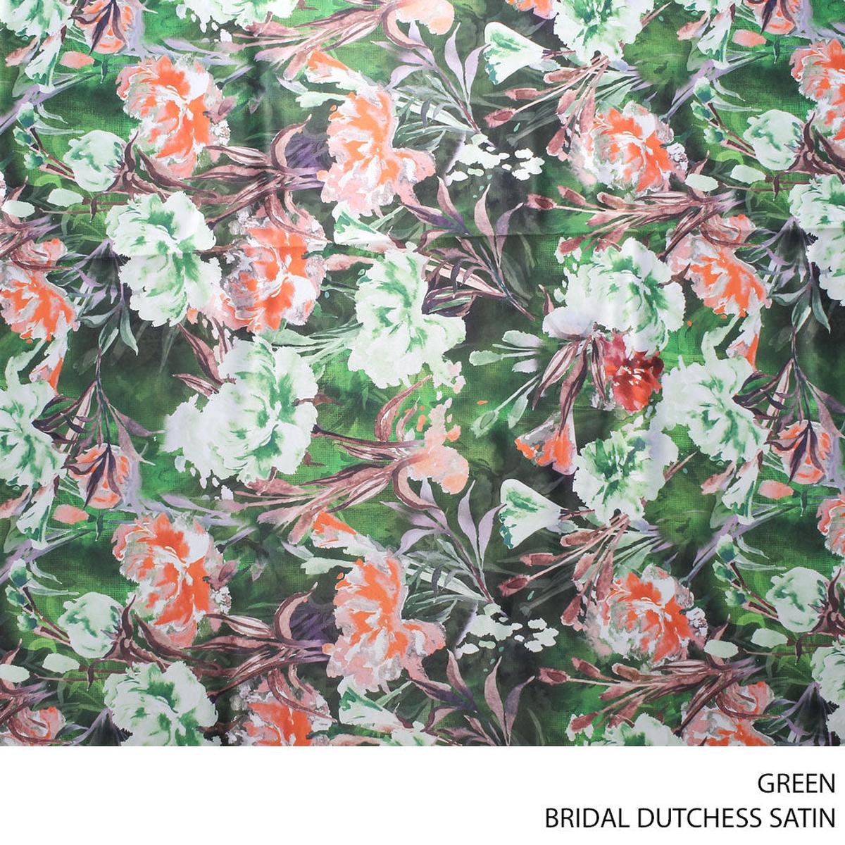 BRIDAL DUTCHESS SATIN PTD FABRIC GREEN