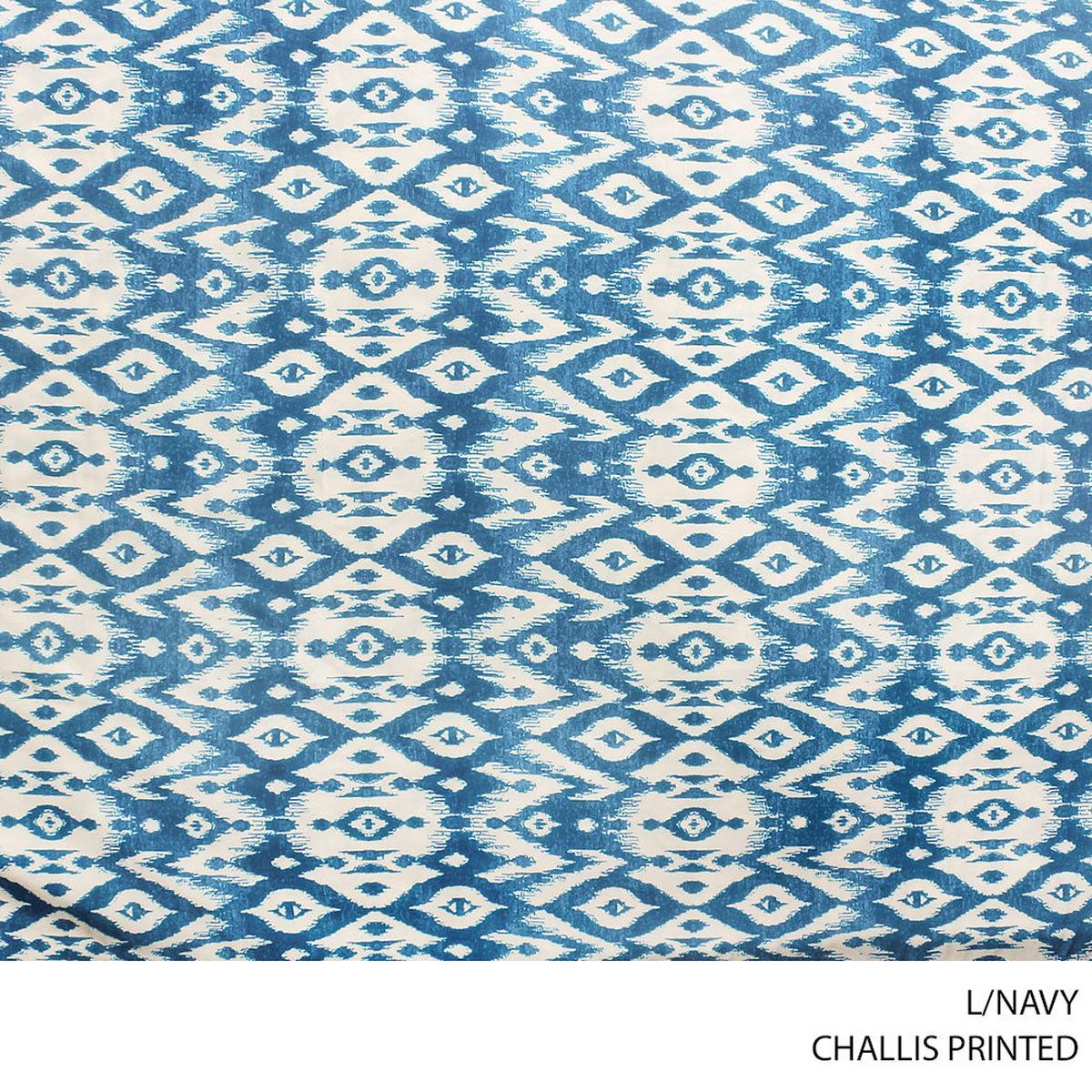 CHALLIS PRINTED FABRIC 140CM L/NAVY ROLL ROLL 001