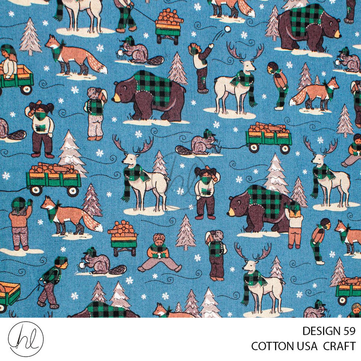 COTTON USA CRAFTS PER M BLUE DESIGN 59 112CM WIDE