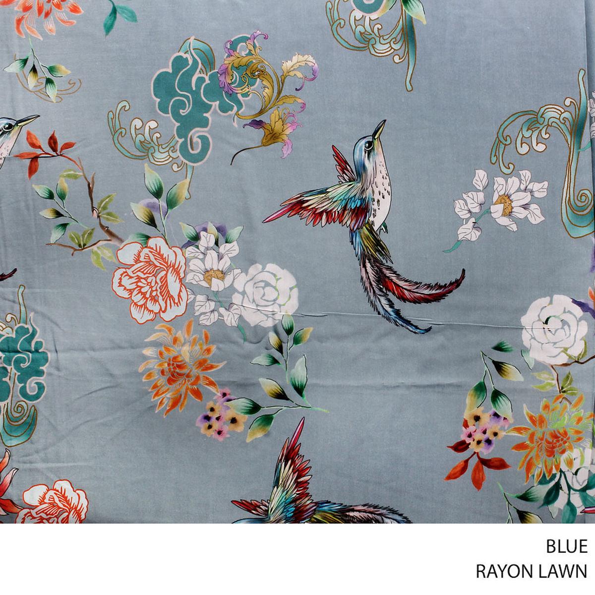 RAYON LAWN FABRIC BLUE ROLL ROLL 002