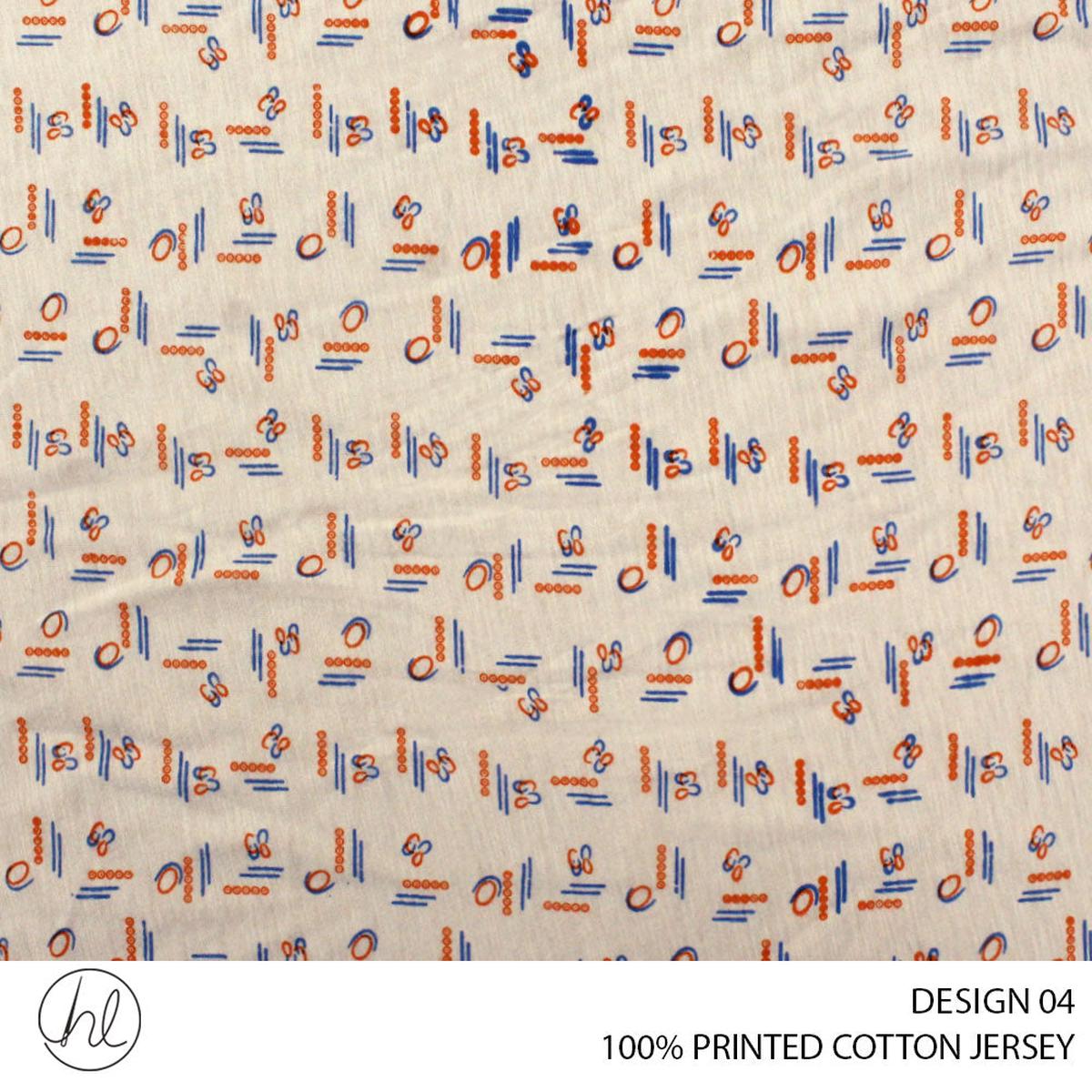 100% PRINTED COTTON JERSEY DESIGN 04 150CM WIDE PER M51