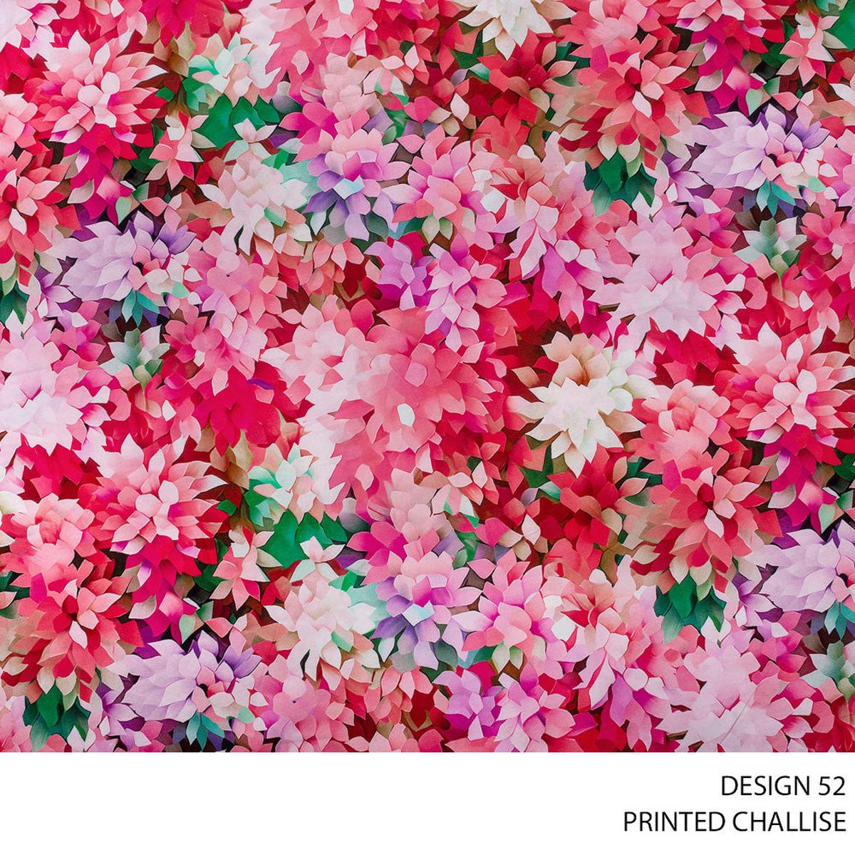 CHALLIS PRINTED FABRIC 150CM CERISE ROLL ROLL 002