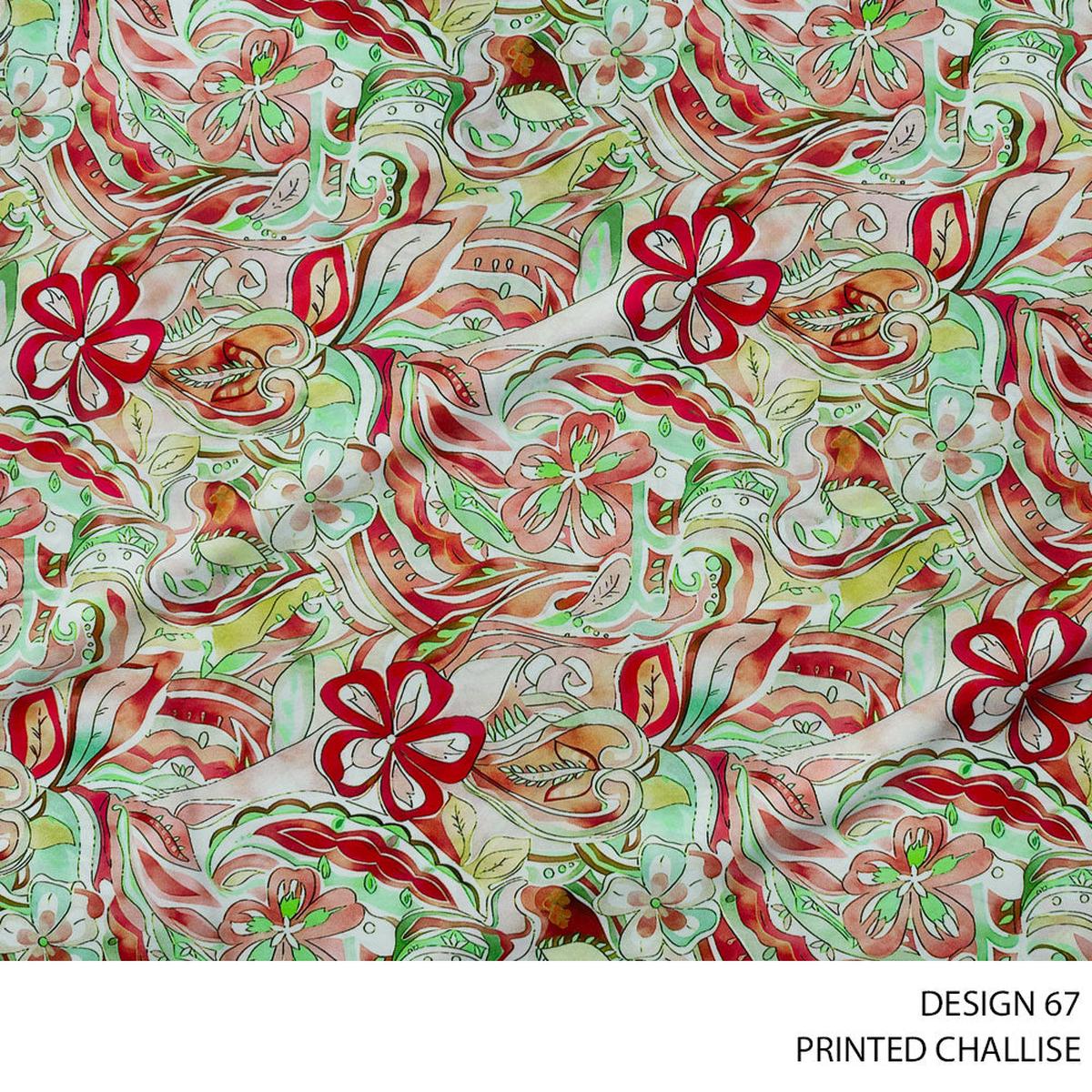 CHALLIS PRINTED FABRIC 150CM MAROON ROLL ROLL 001