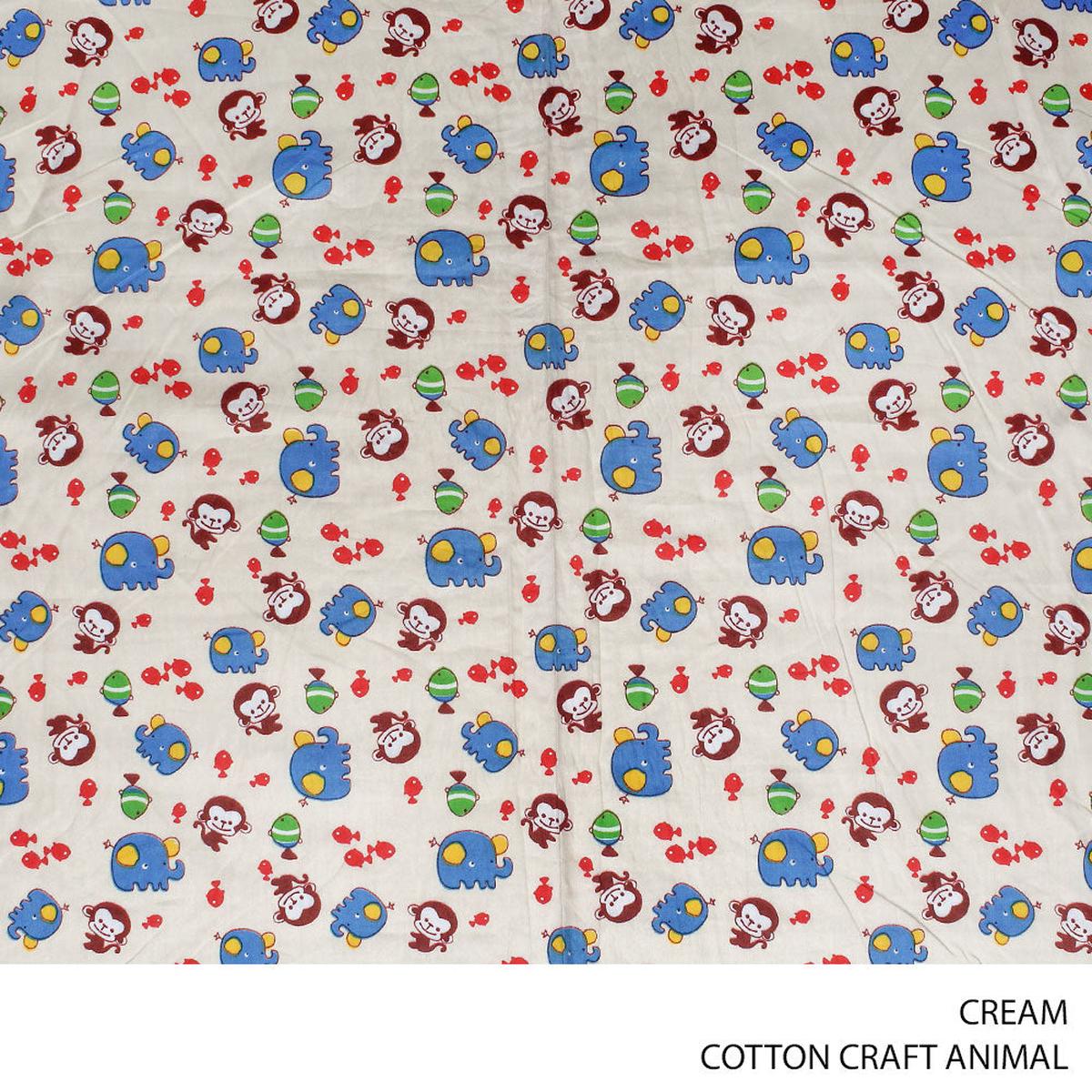 COTTON CRAFT ANIMAL FABRIC CREAM ROLL ROLL 001