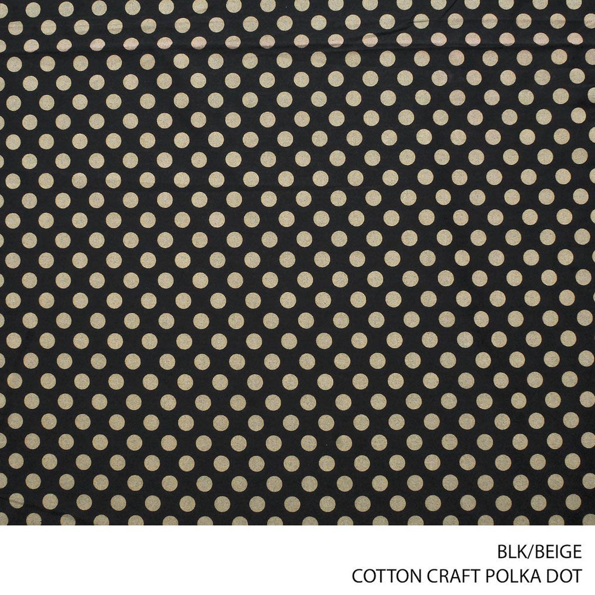 COTTON CRAFT POLKA DOT PRINTED FABRIC BLK/BEIGE ROLL ROLL 001