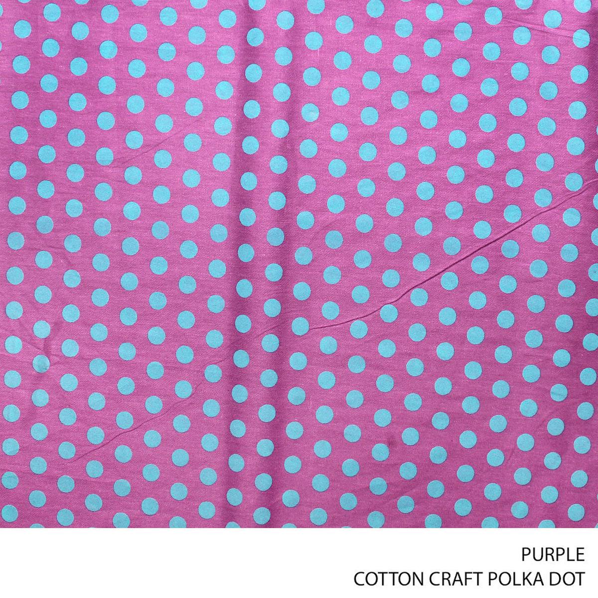 COTTON CRAFT POLKA DOT PRINTED FABRIC PURPLE ROLL ROLL 001