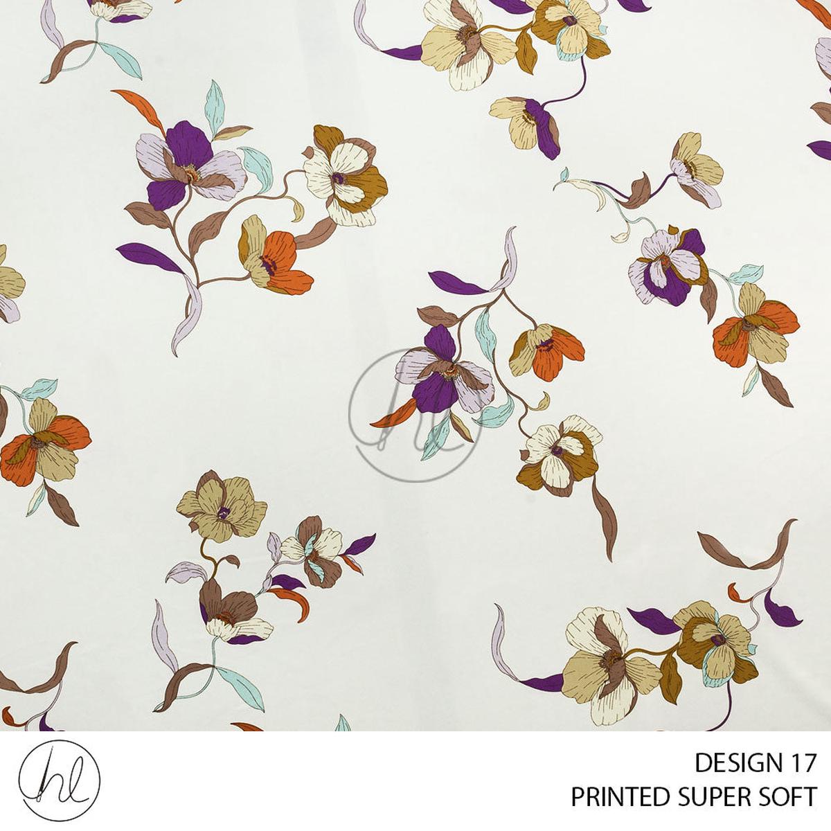Printed Super Soft 51 Off White Design 17 150cm Per M