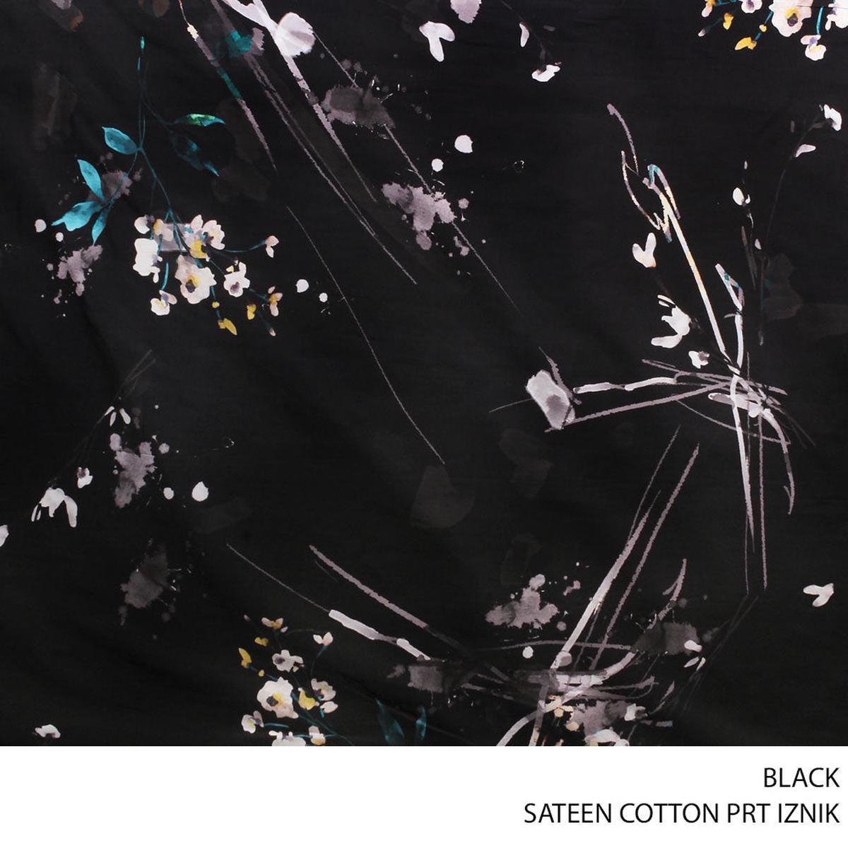 SATEEN COTTON PRT SPLASH FABRIC BLACK ROLL ROLL 001