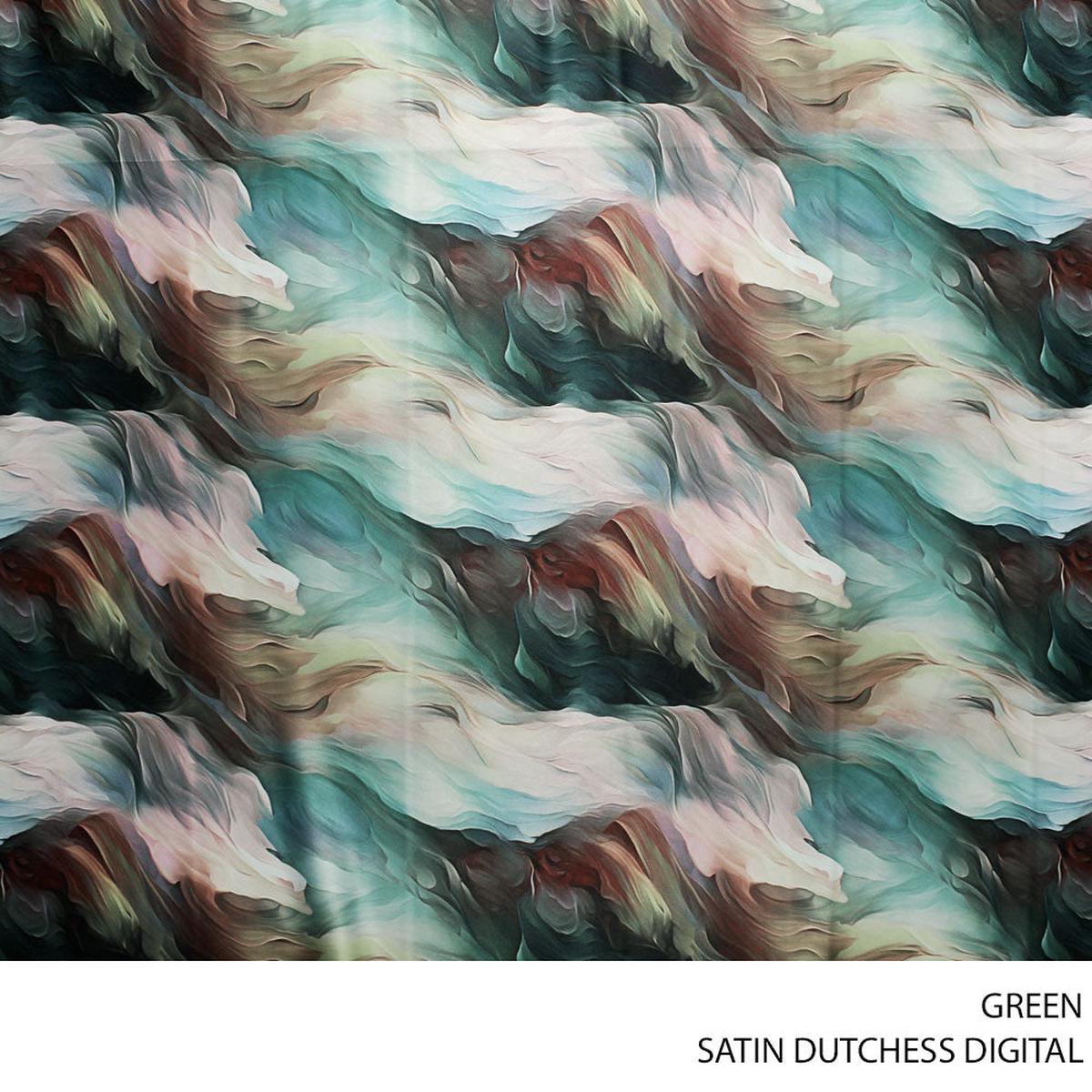 SATIN DUTCHESS DIGITAL FABRIC 150CM GREEN