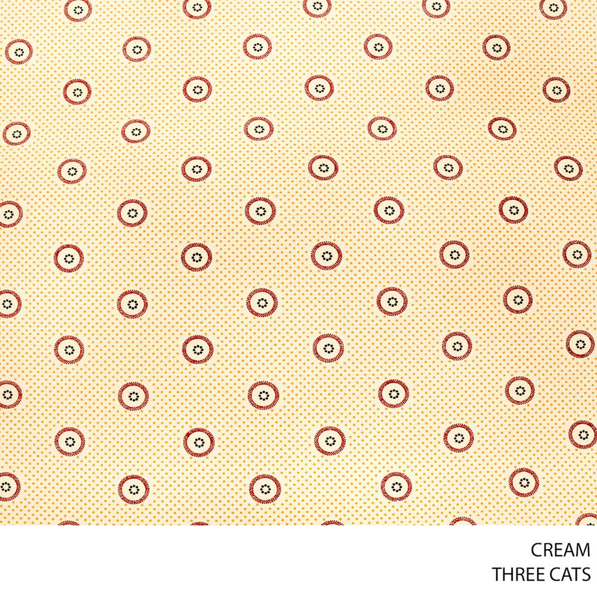 THREE CATS FANCY FABRIC CREAM ROLL ROLL 025