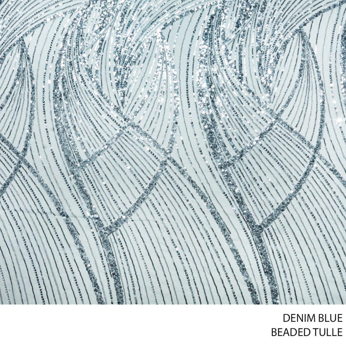 TULLE BEADED FABRIC D#11 130CM DEN/BLUE ROLL ROLL 001