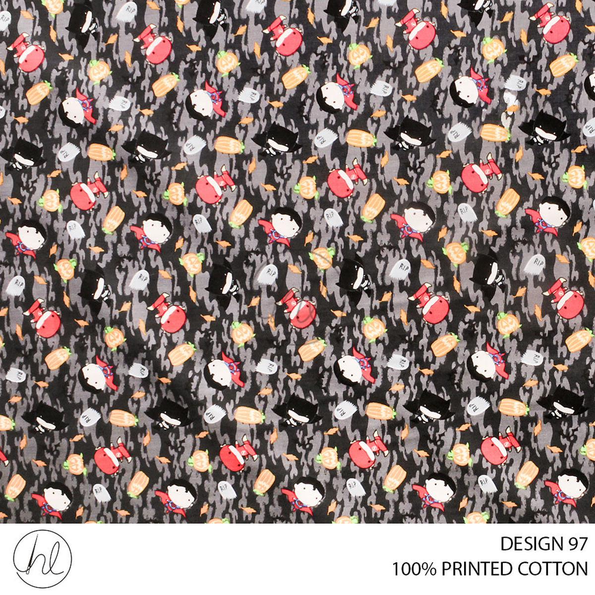 100% PRINTED COTTON 3408 BLACK 110CM PER M