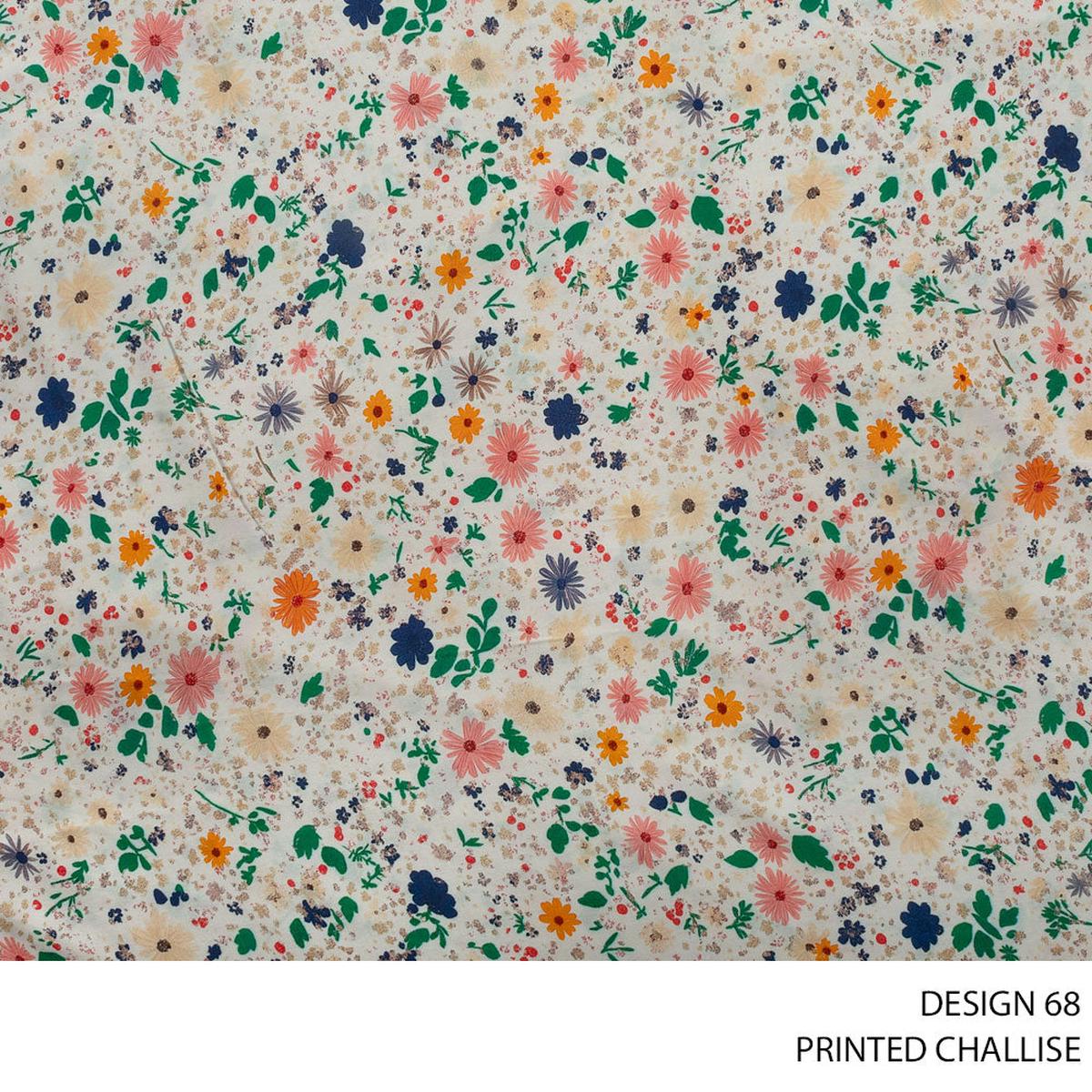 CHALLIS PRINTED FABRIC 150CM SEASHELL ROLL ROLL 003