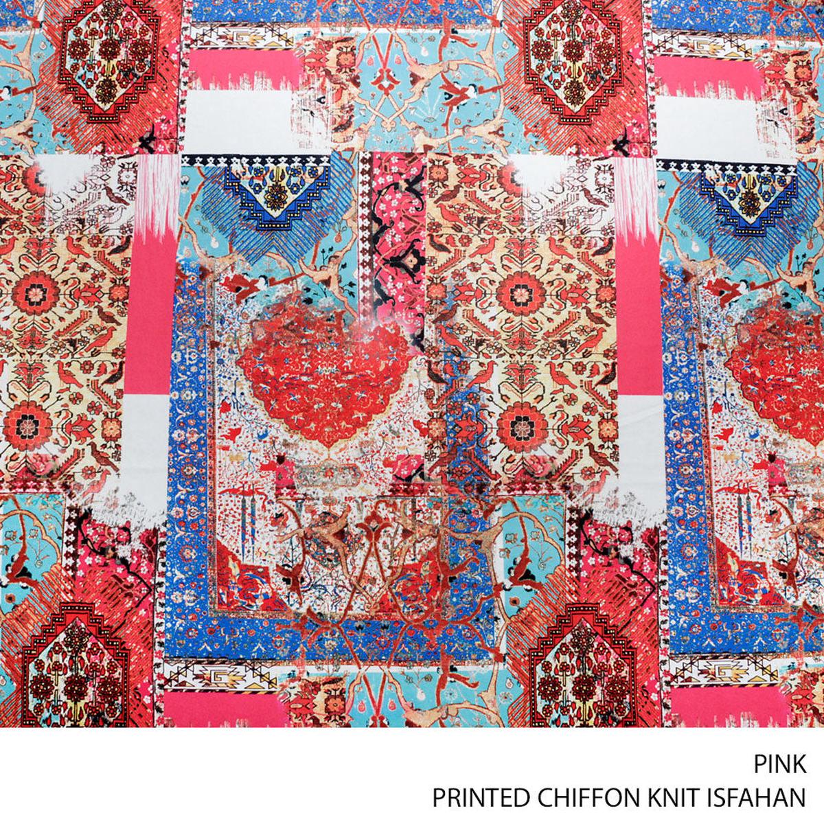CHIFFON KNIT PRT ISFAHAN FABRIC PINK ROLL ROLL 001