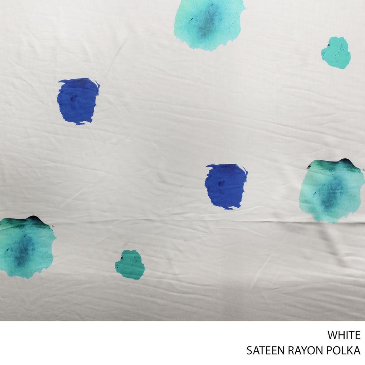 SATEEN RAYON POLKA FABRIC WHITE ROLL ROLL 002