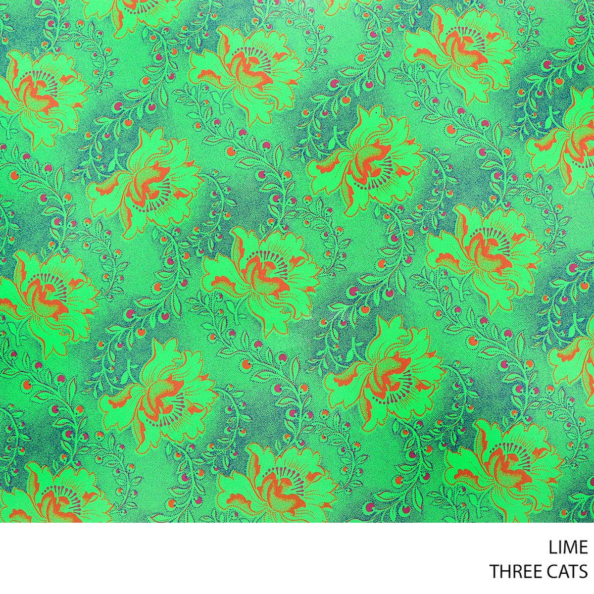 Three Cats Fancy fabric Lime 90cm Per M