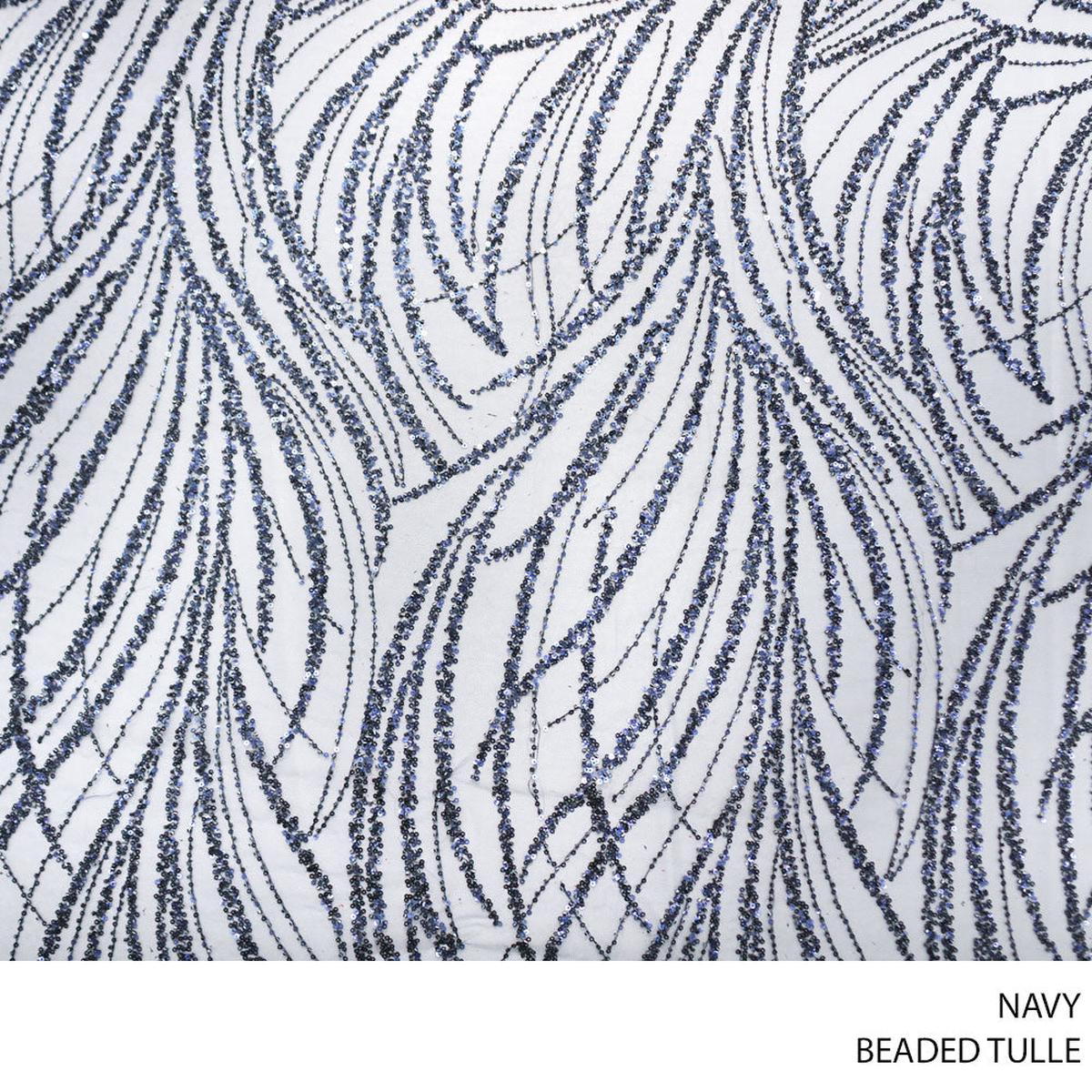TULLE BEADED 25901/2 D#12 NAVY ROLL ROLL 001