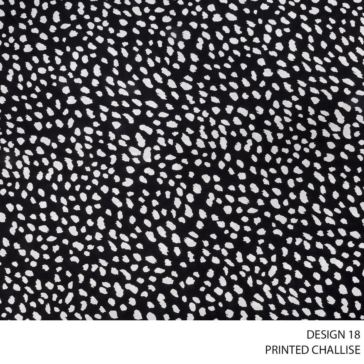 CHALISE PRINTED FABRIC 140CM BLACK ROLL ROLL 005