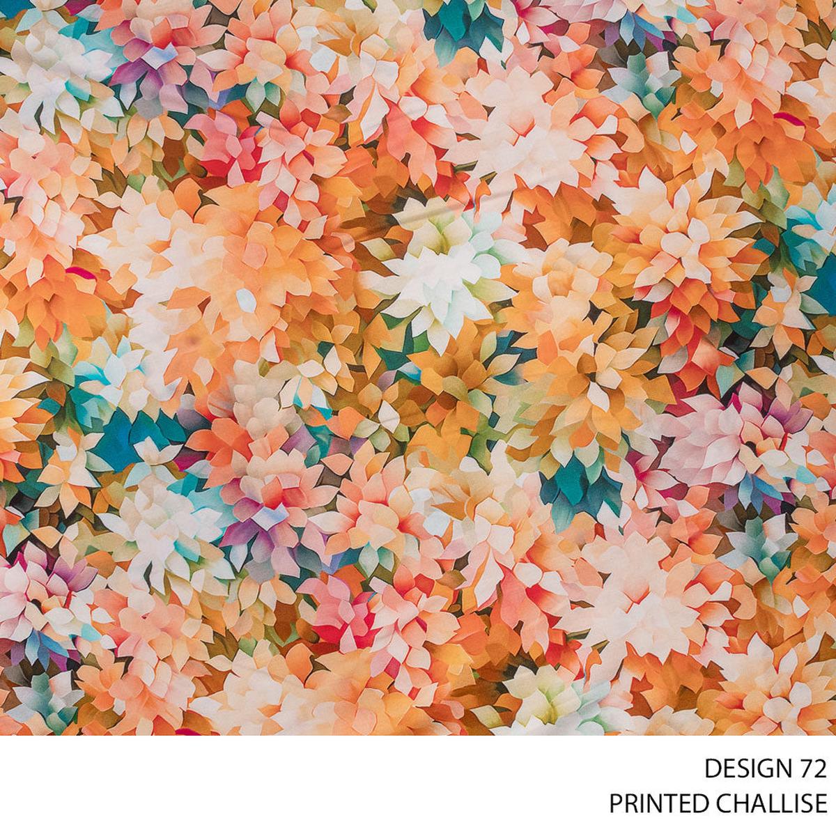 CHALLIS PRINTED FABRIC 150CM APRICOT ROLL ROLL 005