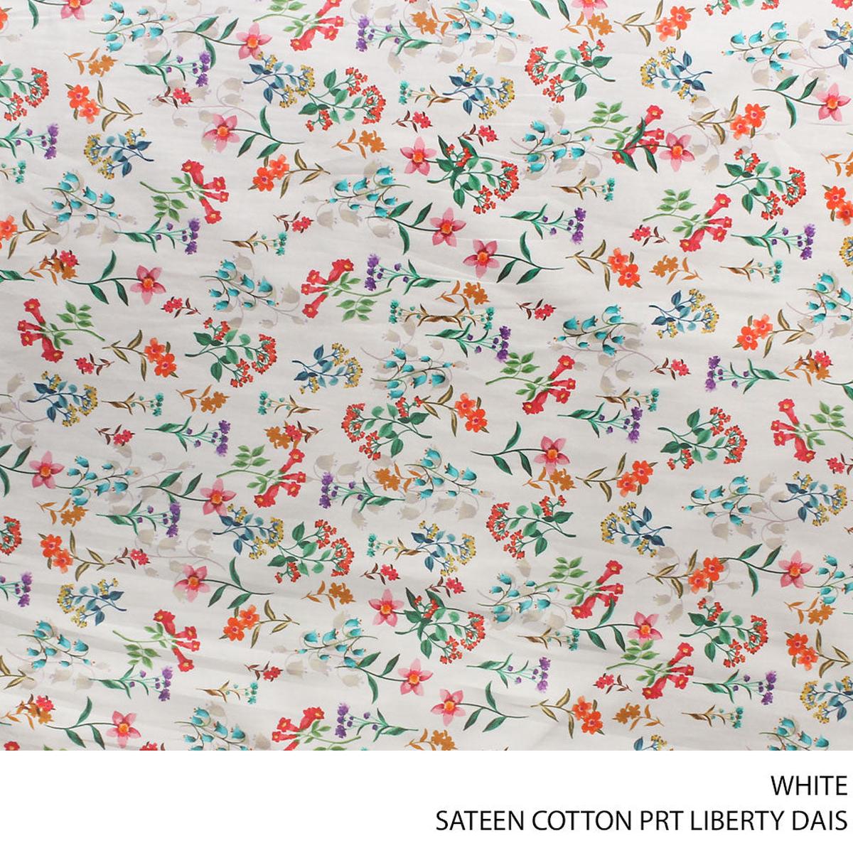 SATEEN COTTON PRT LIBERTY DAISY FABRIC WHITE