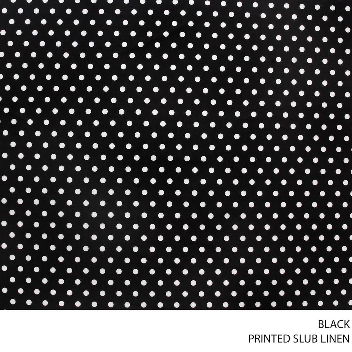 SLUB LINEN PRINTED FABRIC 150CM BLACK ROLL ROLL 001