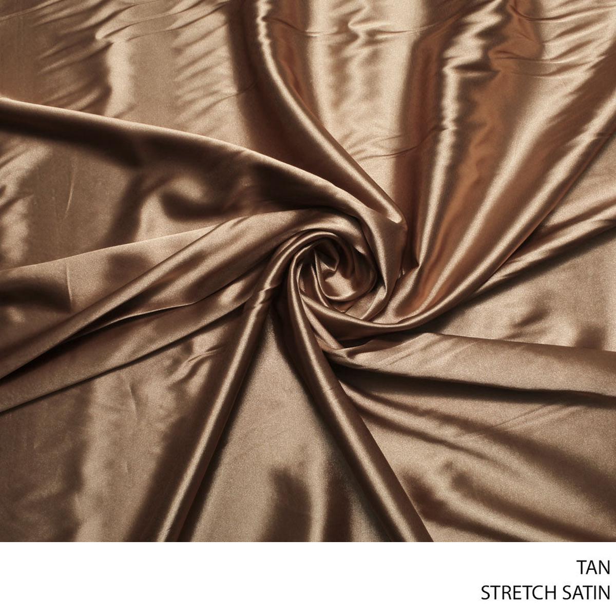 STRETCH SATIN FABRIC 150CM TAN