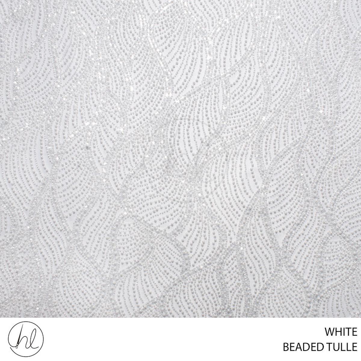 TULLE BEADED FABRIC D#2 140CM WHITE ROLL ROLL 001