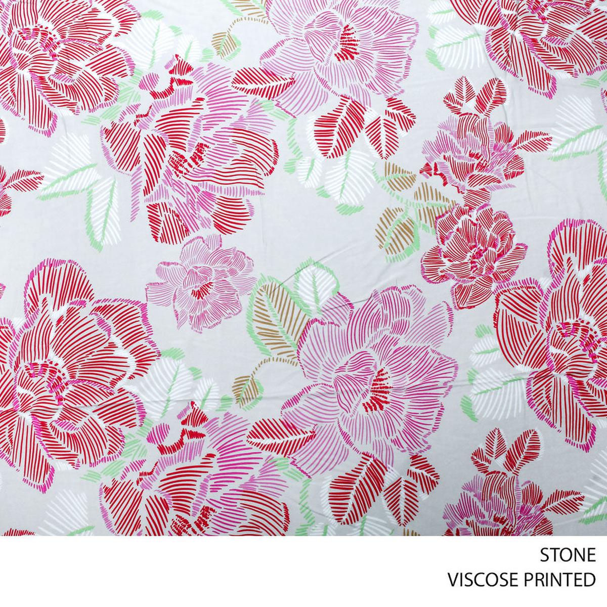 VISCOSE PRINTED FABRIC 140CM STONE ROLL ROLL 001