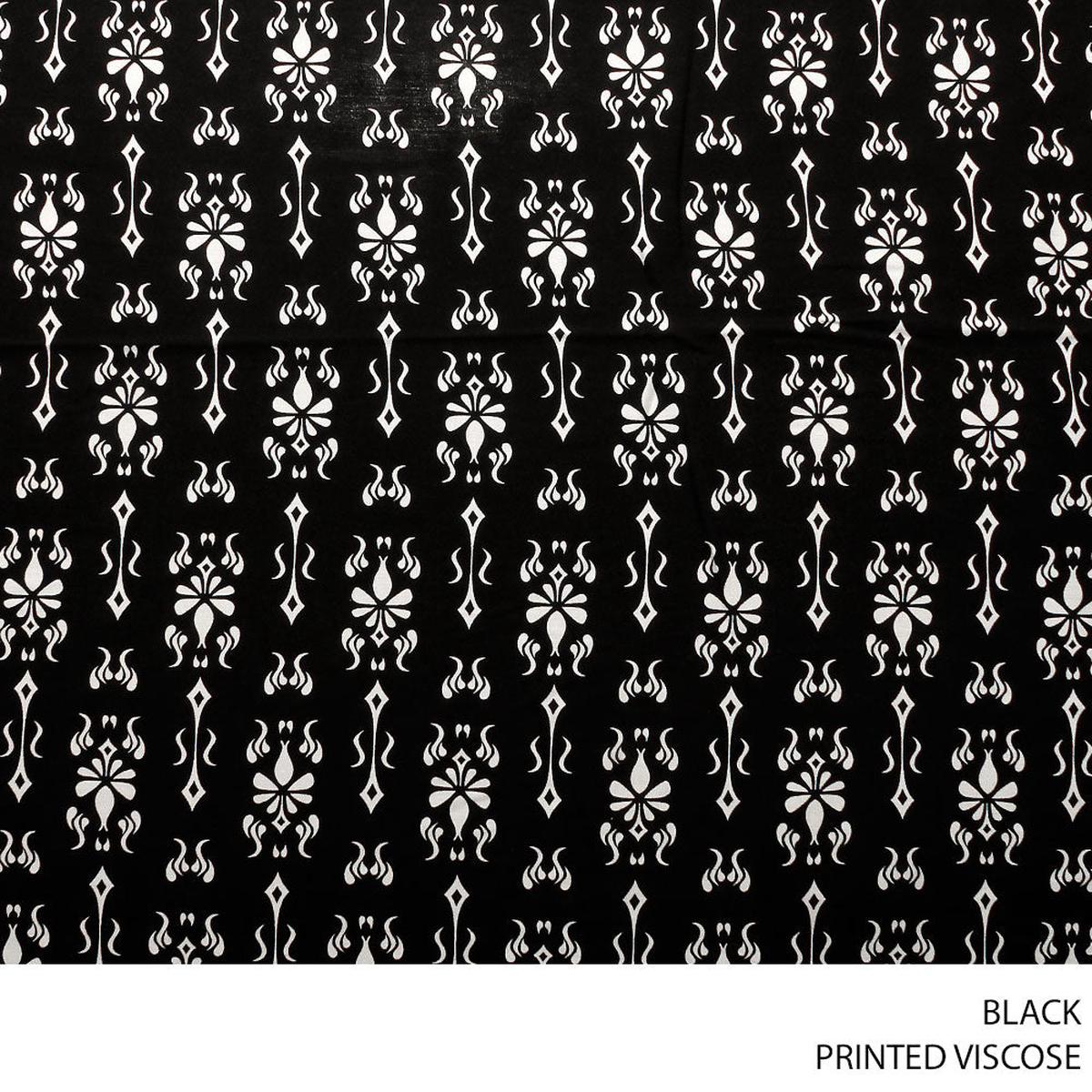 VISCOSE PRINTED FABRIC BLACK ROLL ROLL 007