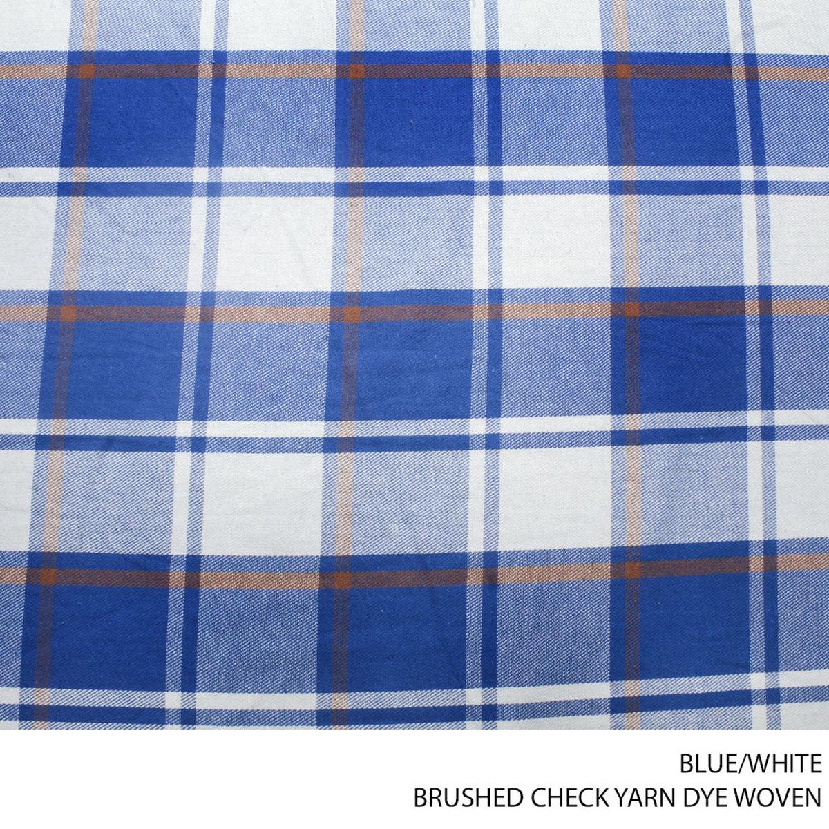 BRUSHED CHECK YARN DYE WOVEN FABRIC BLUE/WHITE ROLL ROLL 001