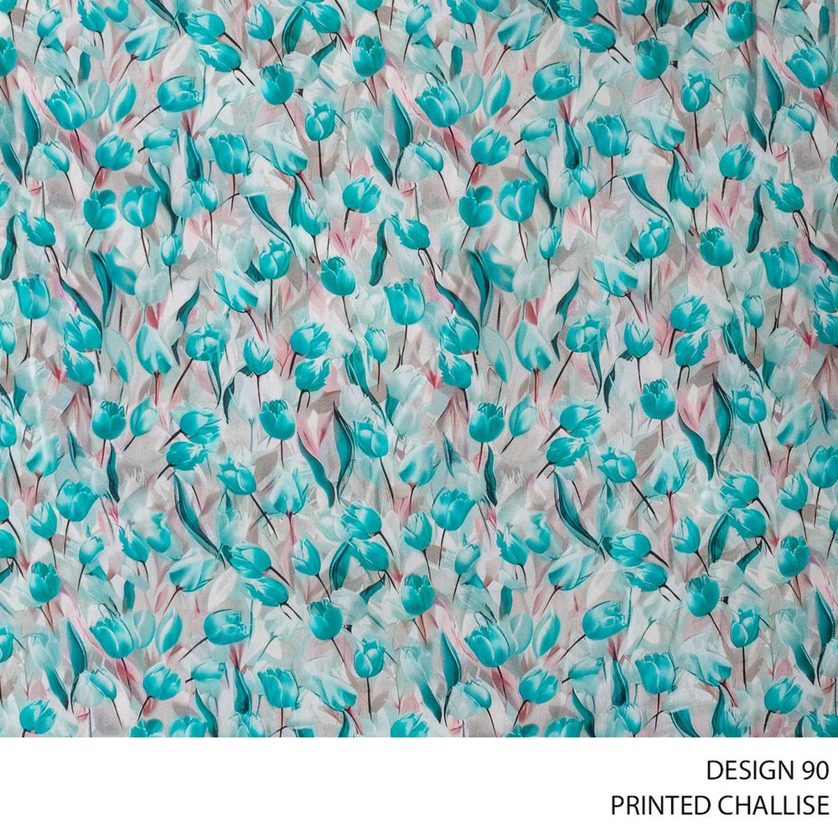 CHALLIS PRINTED FABRIC 150CM SEA GREEN ROLL ROLL 001