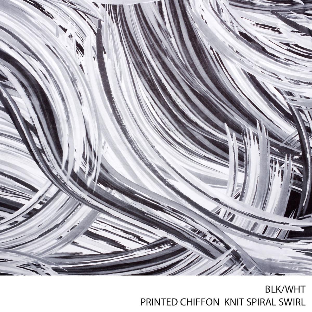 CHIFFON KNIT PRT SPIRAL SWIRL FABRIC BLK/WHT ROLL ROLL 001